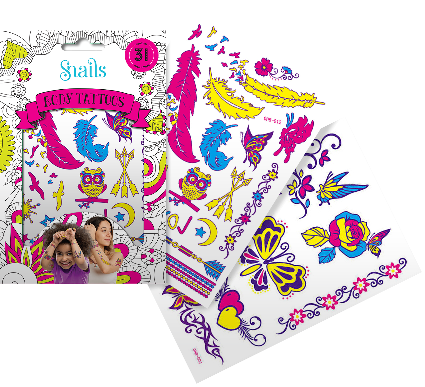 Snails kūno tatuiruotė Neonas N