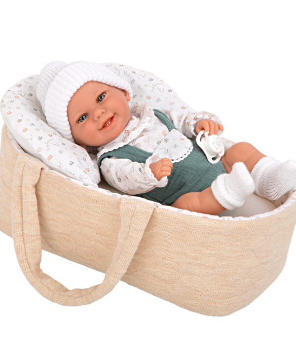 Arias kūdikėlis rusvoje nešyklėje, berniukas, 33 cm