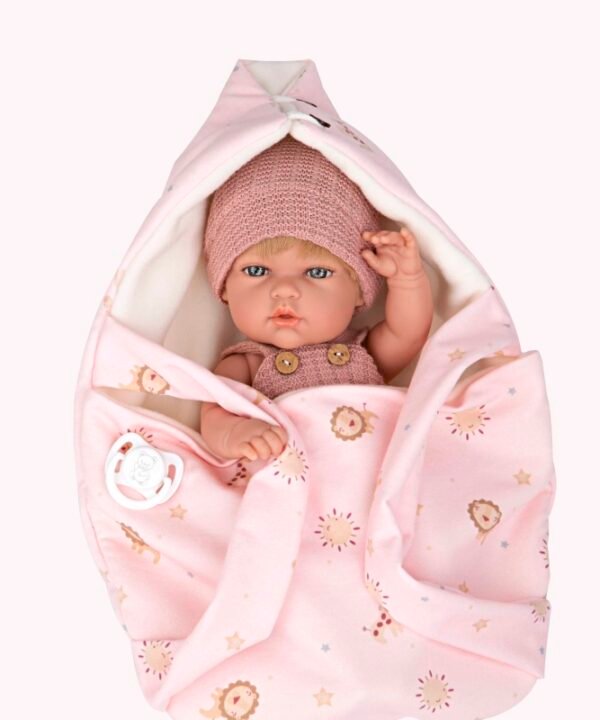 Arias lėlė su megztais rožiniais rūbeliais, mergaitė, 30 cm