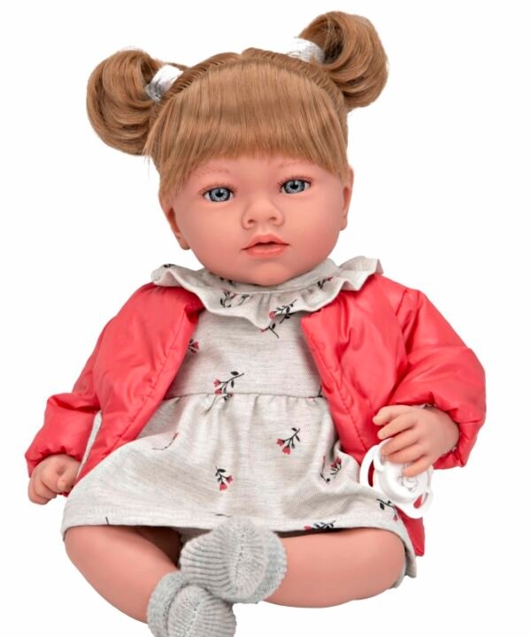 Arias lėlė su raudonu švarkeliu, juokiasi, 40 cm