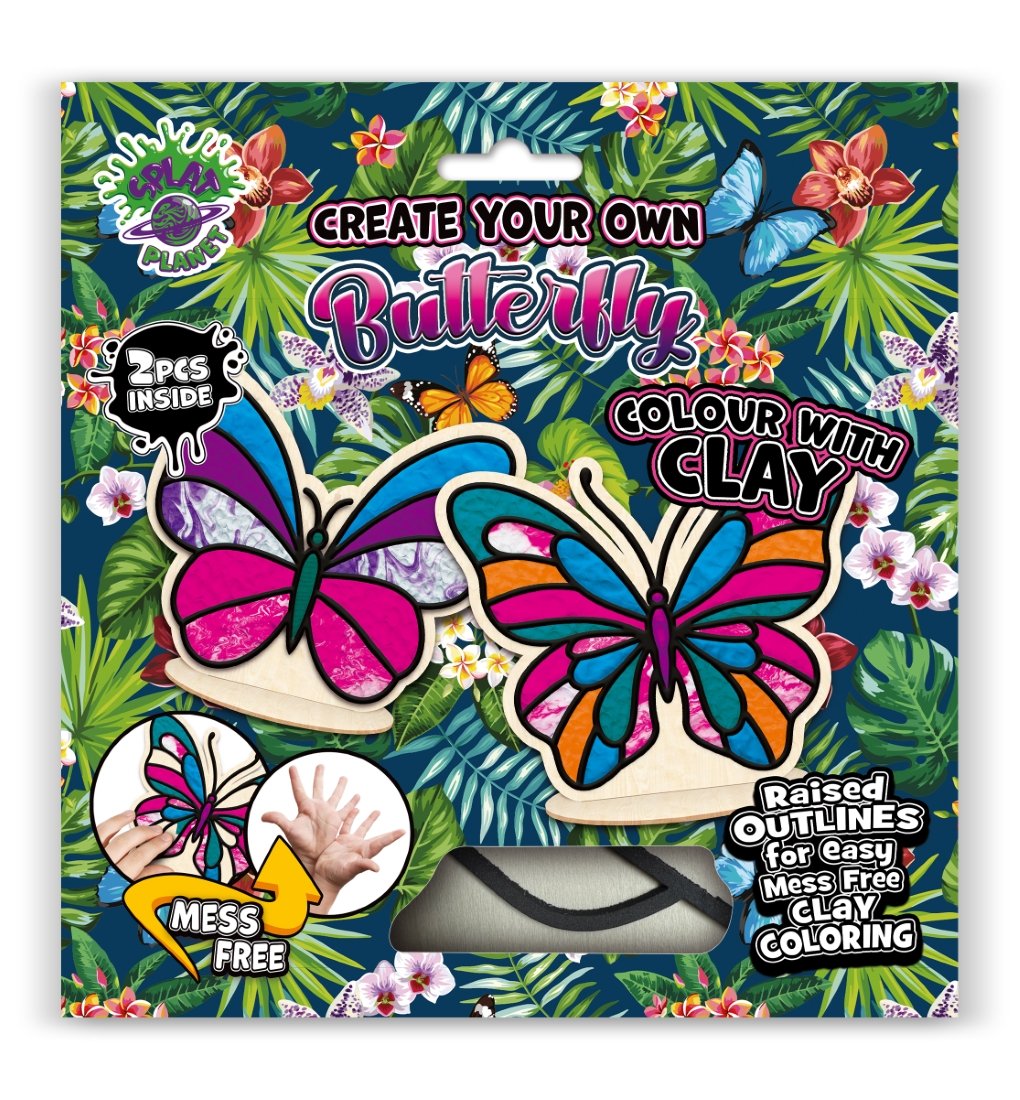 Splat Planet kūrybinis modelino rinkinys su mediniais Drugeliais