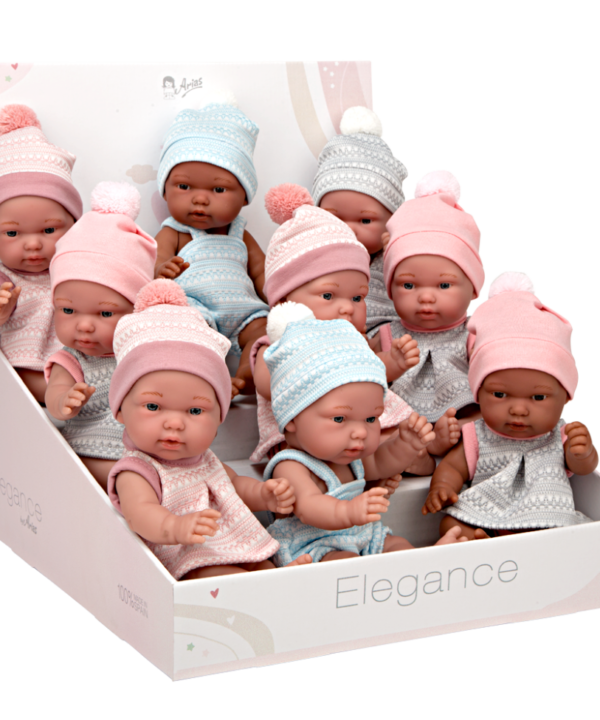Elegantiški kūdikėliai su kepurėmis, 26 cm
