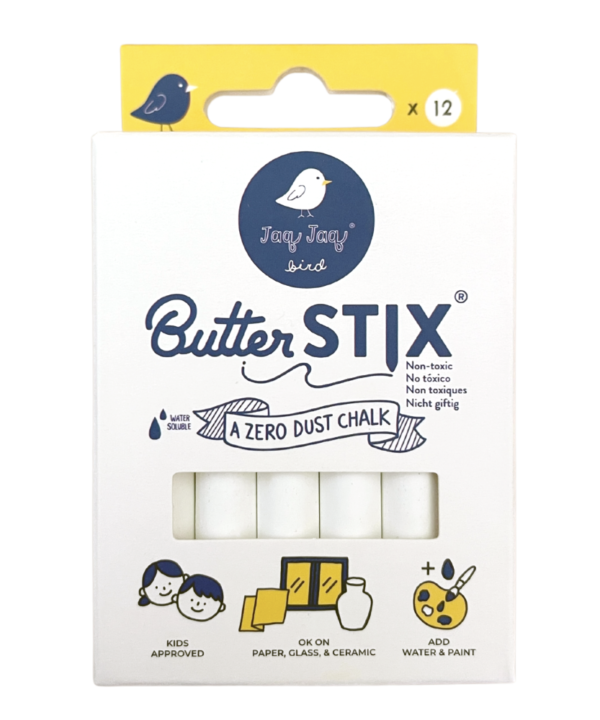 Jaq Jaq Bird kreidelės, baltos spalvos, 12 vnt.