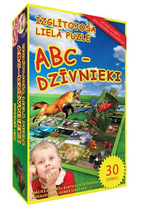 Lavinanti dėlionė ABĖCĖLĖ gyvūnai LATVIŲ KALBA, 2+