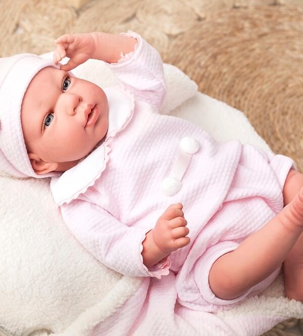 Reborn kūdikėlis su rožiniais rūbeliais, 40 cm