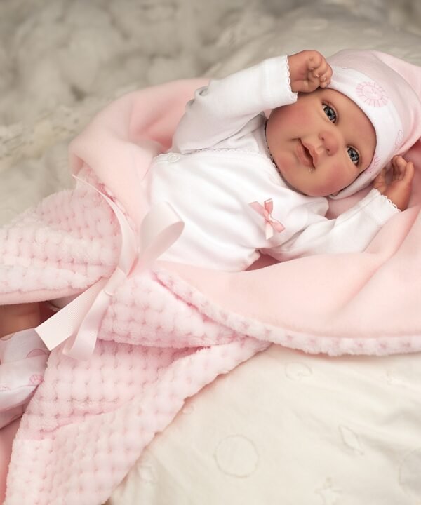 Reborn lėlė su rožiniu pleduku, 45 cm