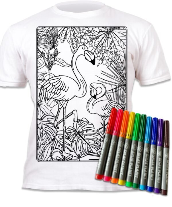 Splat Planet marškinėliai su flomasteriais, Flamingai