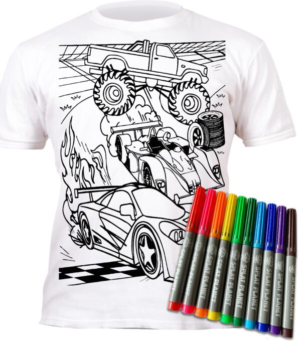 Splat Planet marškinėliai su flomasteriais, Mašinos