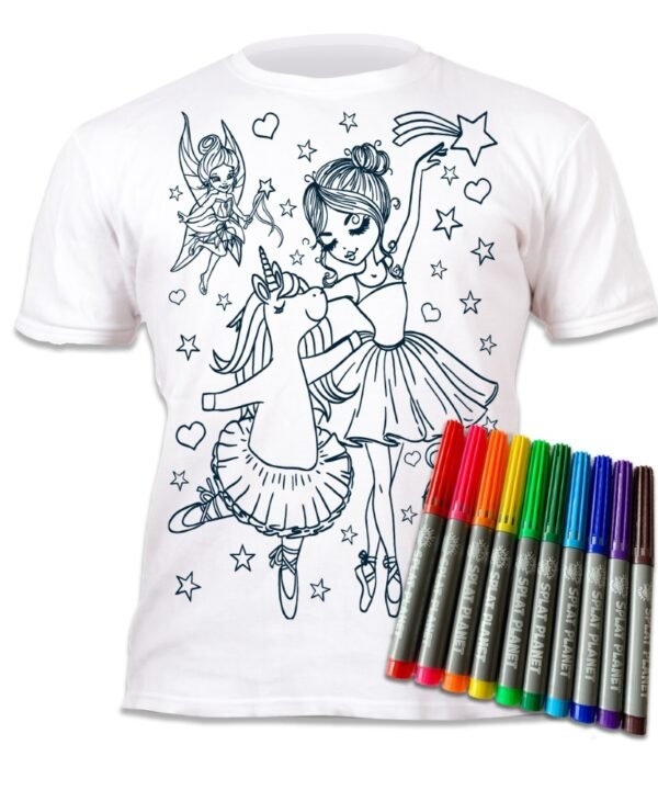 Splat Planet marškinėliai su flomasteriais, Vienaragis Balerina