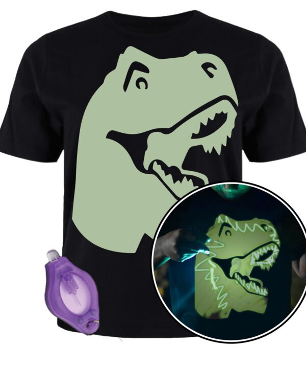 Splat Planet šviečiantys tamsoje marškinėliai, Dinozauras