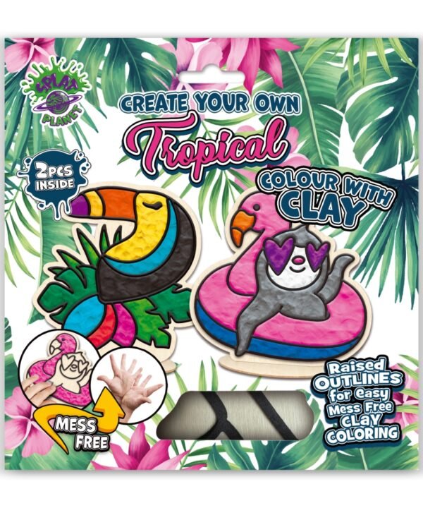 Splat Planet kūrybinis modelino rinkinys su mediniais Tropikų gyvūnais