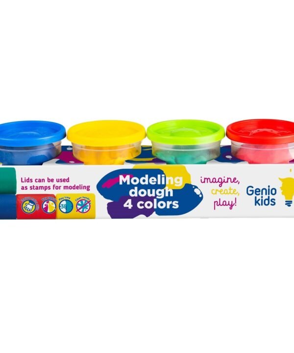 GENIO KIDS Natūralus plastilinas - modelinas, 4 spalvos po 140g
