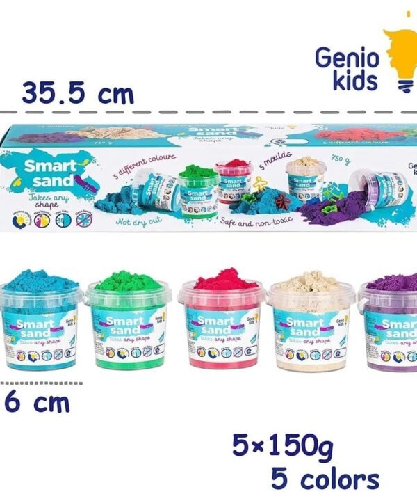 Genio kids išmanusis smėlis rinkinys 5 spalvos, 750 g