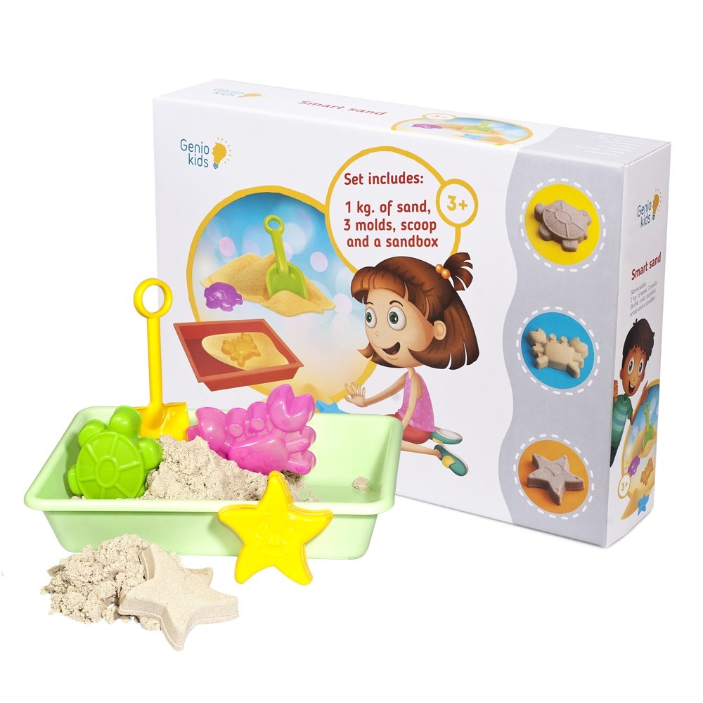 Kūrybinis rinkinys Išmanusis smėlis 1 kg su smėliadėže su 3 formelėmis