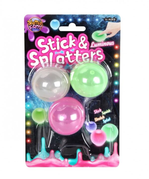 Lipnūs kamuoliukai Globbes antistresai šviečiantys tamsoje